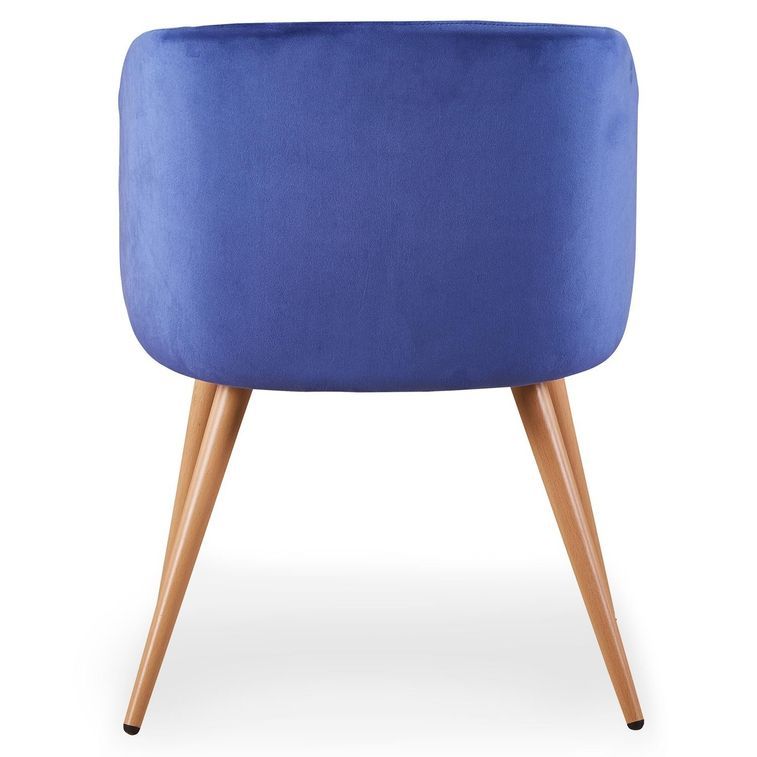 Chaise moderne avec accoudoir velours bleu Snolu - Lot de 2 - Photo n°4