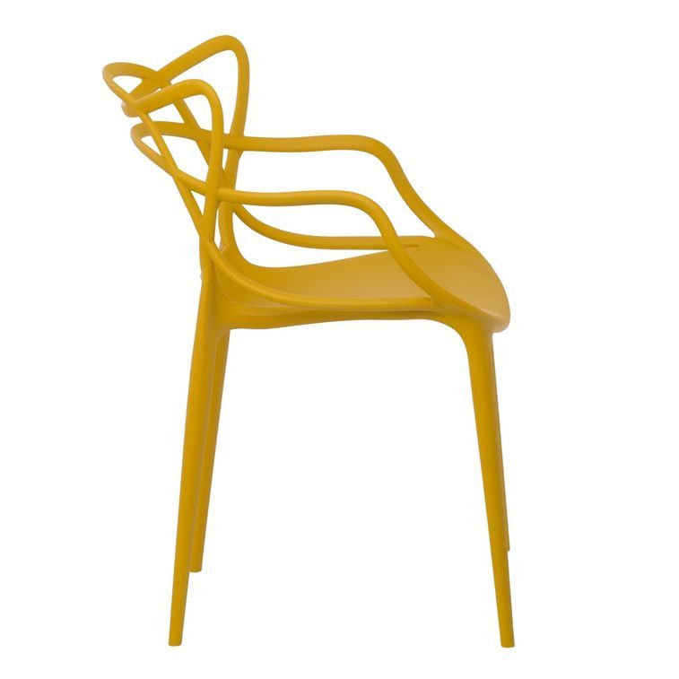 Chaise moderne avec accoudoirs polypropylène jaune Beliano - Photo n°2