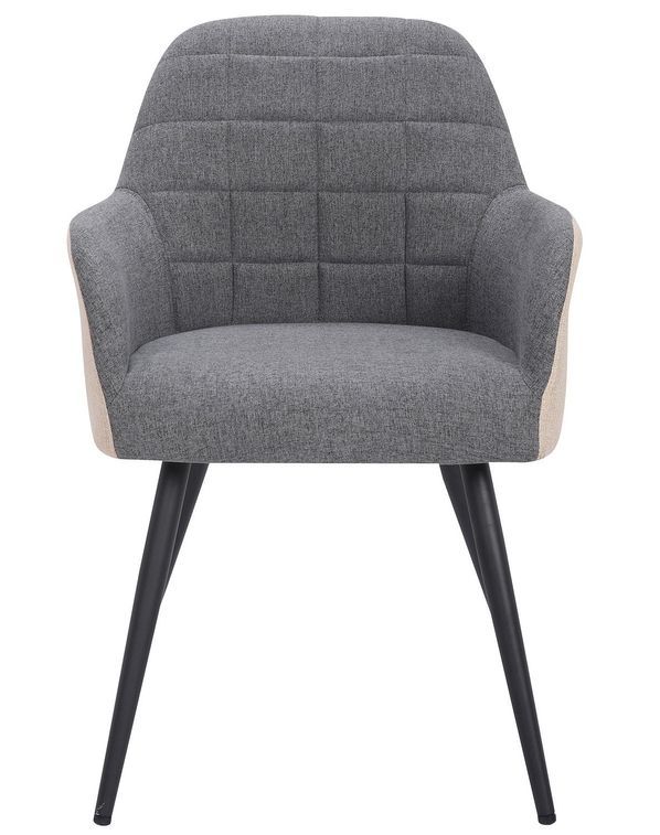 Chaise moderne avec accoudoirs tissu gris et beige Utilia - Photo n°2