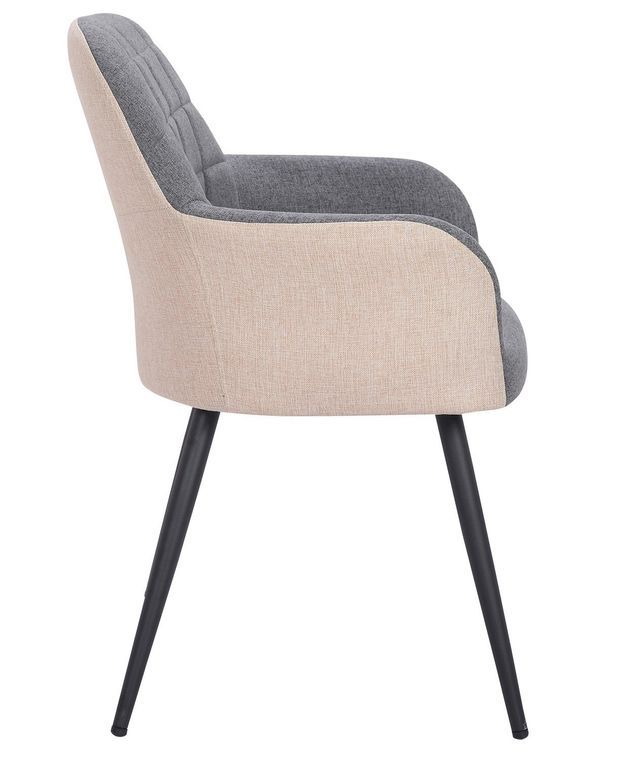 Chaise moderne avec accoudoirs tissu gris et beige Utilia - Photo n°3