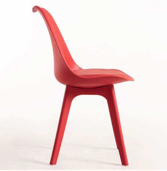 Chaise moderne polypropylène et coussin d'assise simili cuir rouge Arko - Lot de 2 - Photo n°2