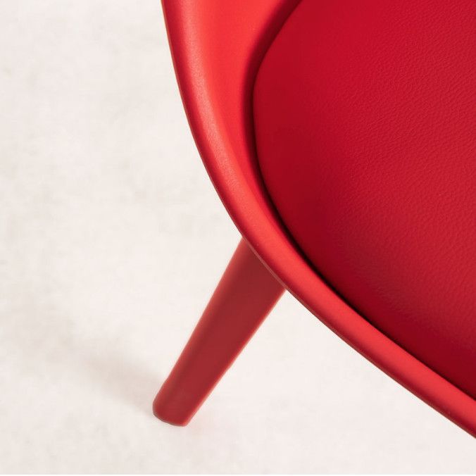 Chaise moderne polypropylène et coussin d'assise simili cuir rouge Arko - Lot de 2 - Photo n°5