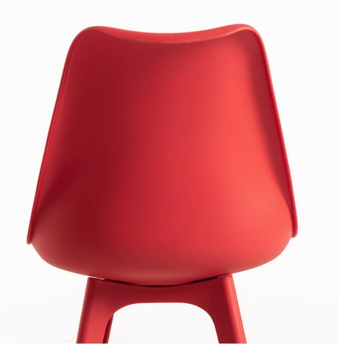 Chaise moderne polypropylène et coussin d'assise simili cuir rouge Arko - Lot de 2 - Photo n°6