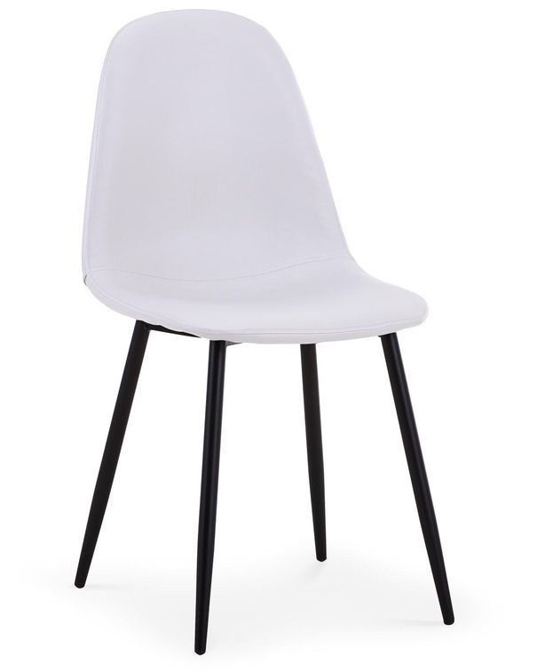 Chaise moderne similicuir blanc pieds métal noir Garo - Lot de 4 - Photo n°2