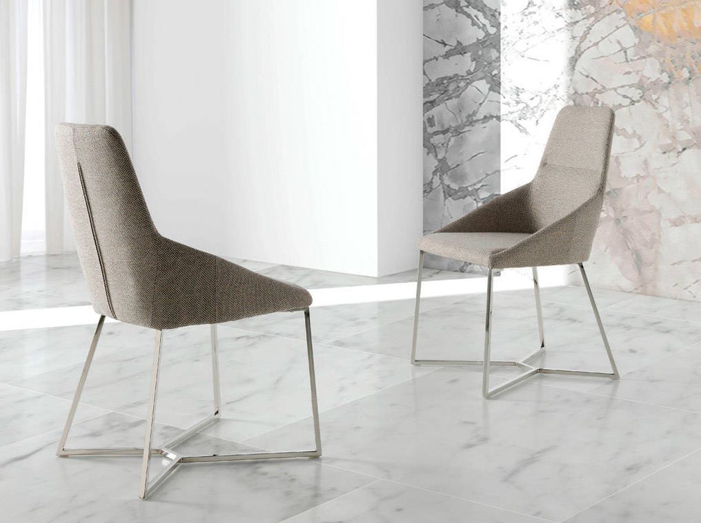 Chaise moderne tissu et pieds acier chromé Donia - Lot de 4 - Photo n°8