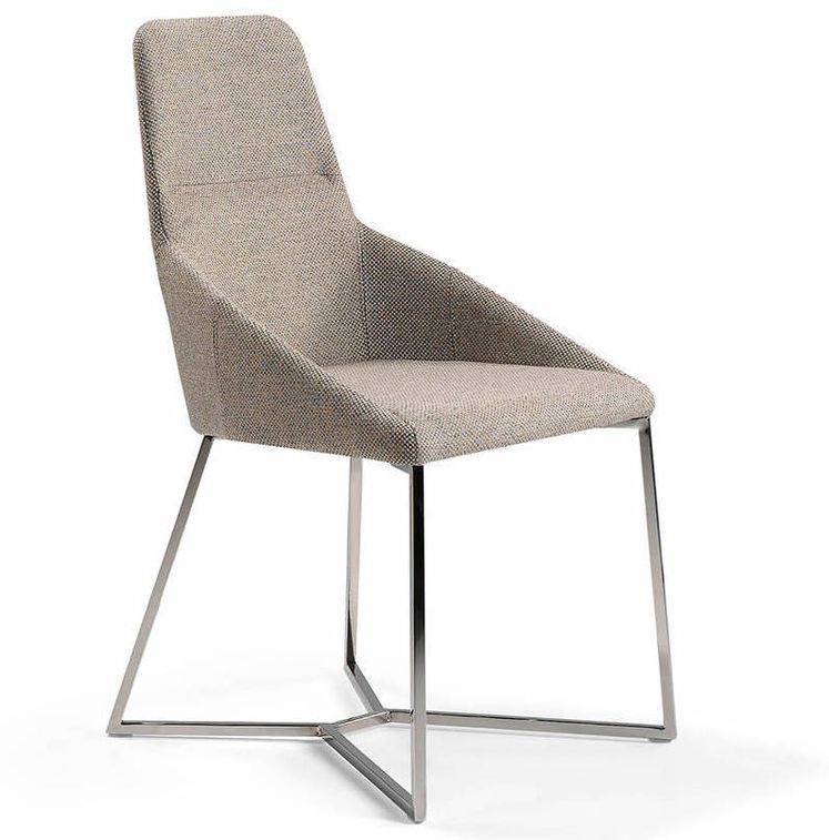 Chaise moderne tissu et pieds acier chromé Donia - Lot de 4 - Photo n°1