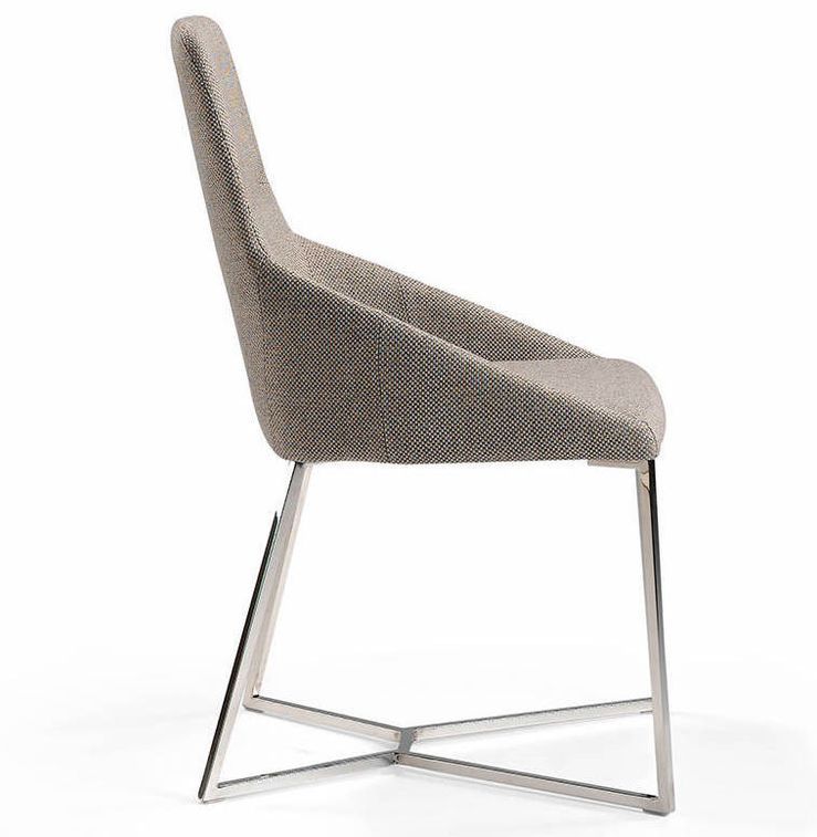 Chaise moderne tissu et pieds acier chromé Donia - Lot de 4 - Photo n°2