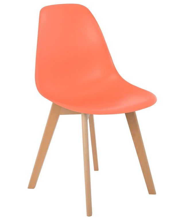 Chaise nordique polypropylène orange mate et pieds hêtre clair Tula - Photo n°1