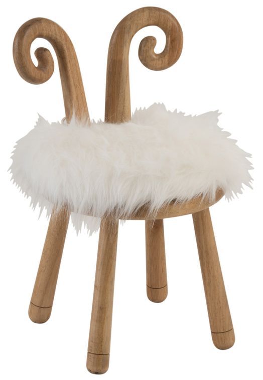 Chaise oreille de mouton bois naturel et blanc D 36 cm - Photo n°1