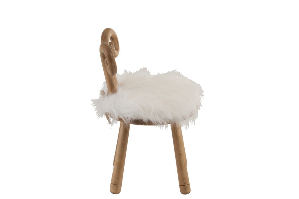 Chaise oreille de mouton bois naturel et blanc D 36 cm - Photo n°4