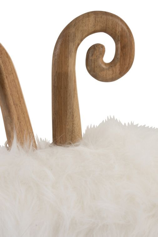 Chaise oreille de mouton bois naturel et blanc D 36 cm - Photo n°8