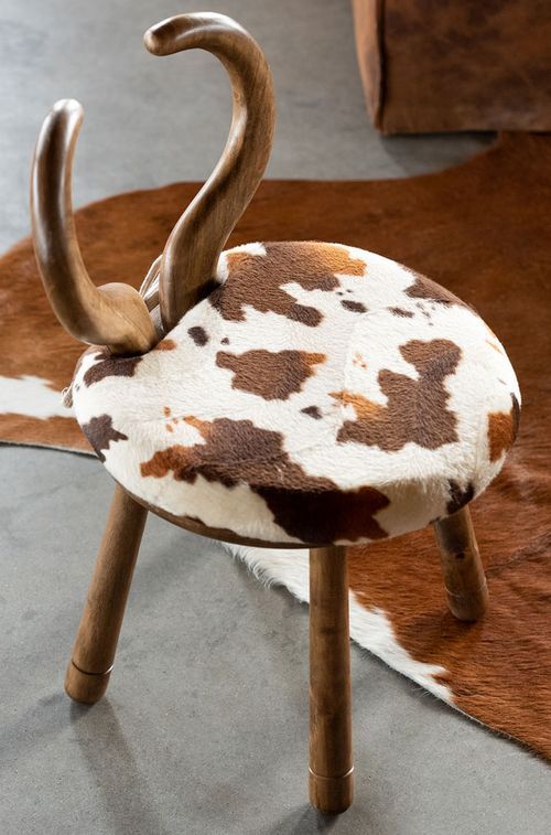 Chaise oreille de vache bois marron Meza D 36 cm - Photo n°3