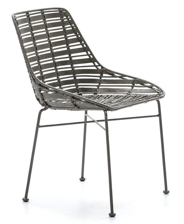 Chaise osier et pieds métal gris Gael - Photo n°1