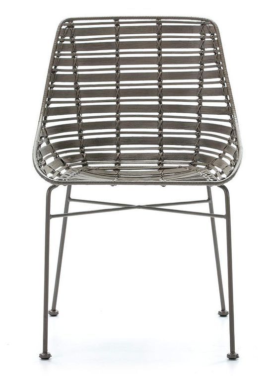Chaise osier et pieds métal gris Gael - Photo n°2