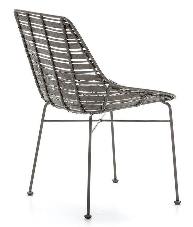 Chaise osier et pieds métal gris Gael - Photo n°3