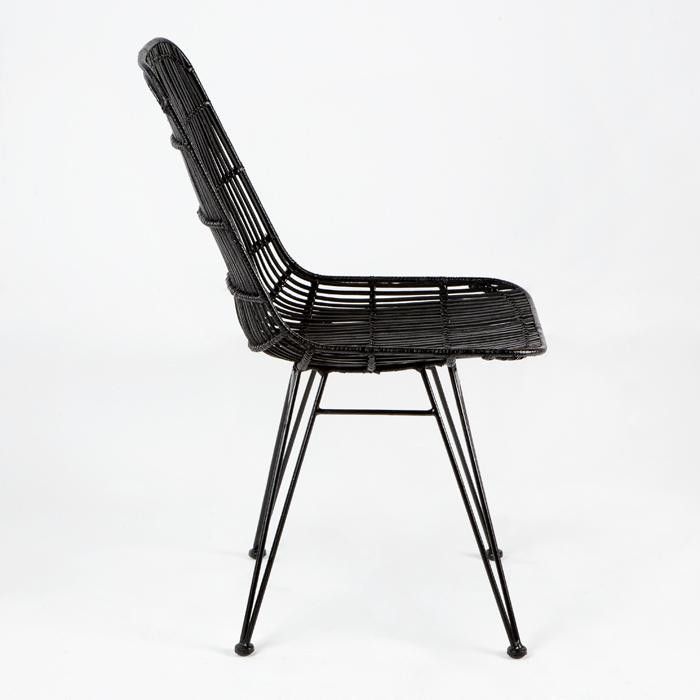 Chaise osier noir et pieds métal noir Gael - Photo n°2