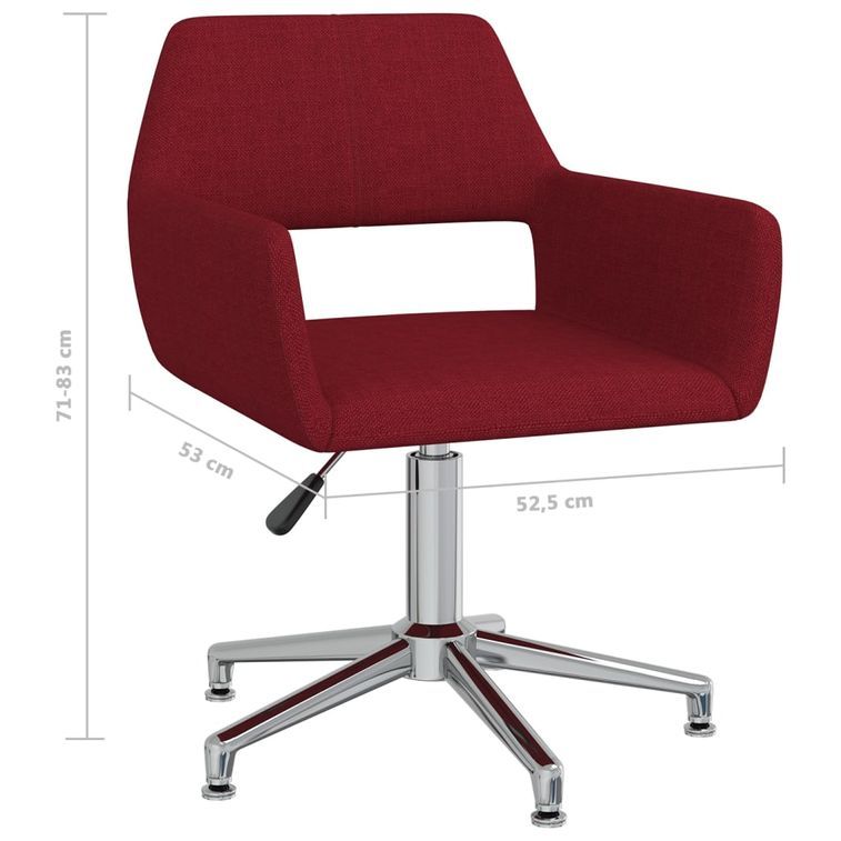 Chaise pivotante de bureau Rouge bordeaux Tissu 14 - Photo n°8
