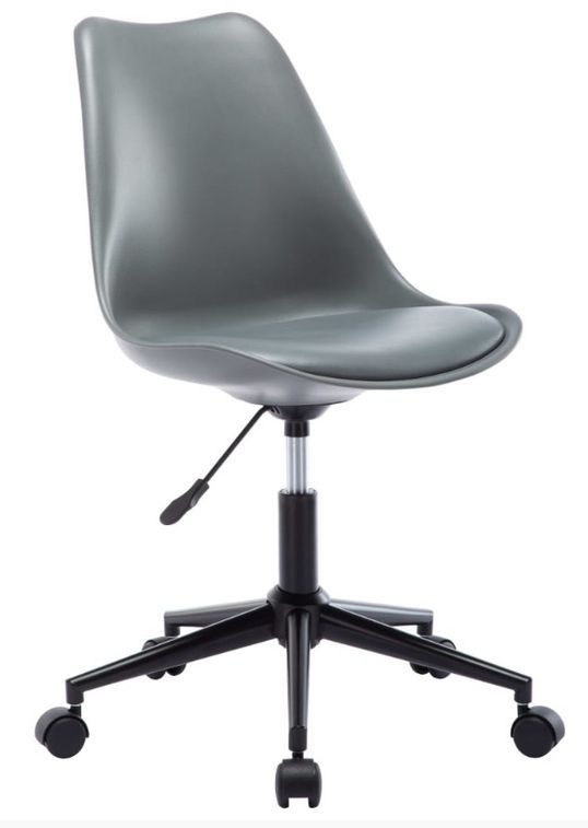 Chaise pivotante polypropylène et coussin simili cuir gris Stylish - Lot de 2 - Photo n°1