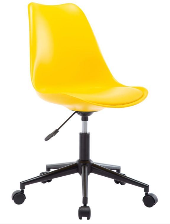 Chaise pivotante polypropylène et coussin simili cuir jaune Stylish - Lot de 2 - Photo n°1