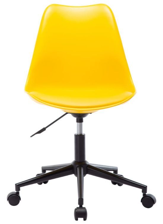 Chaise pivotante polypropylène et coussin simili cuir jaune Stylish - Lot de 2 - Photo n°3