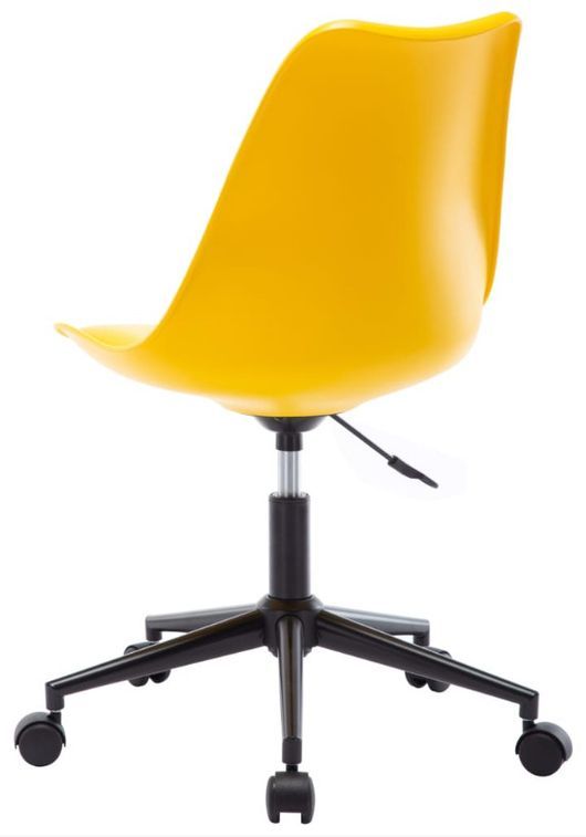 Chaise pivotante polypropylène et coussin simili cuir jaune Stylish - Lot de 2 - Photo n°5