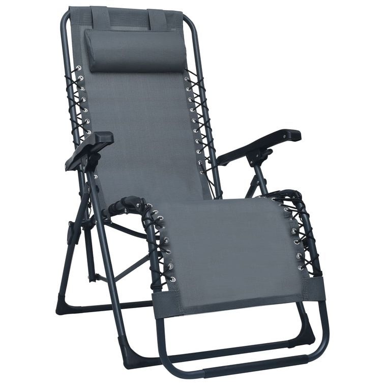 Chaise pliable de terrasse Gris Textilène - Photo n°1