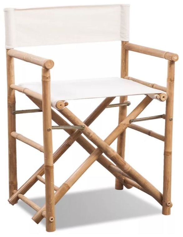 Chaise pliable toile blanc et bambou Cykat - Photo n°1