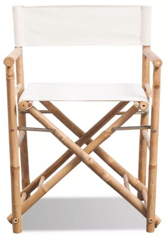 Chaise pliable toile blanc et bambou Cykat - Photo n°2