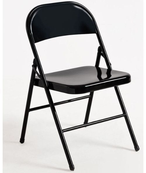 Chaise pliante métal noir brillant Taly - Lot de 2 - Photo n°1