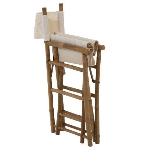 Chaise pliante tissu blanc et bambou clair Nayra - Photo n°4