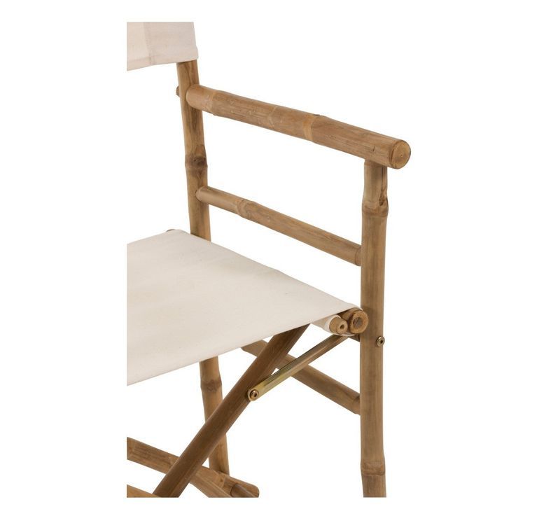 Chaise pliante tissu blanc et bambou clair Nayra - Photo n°5