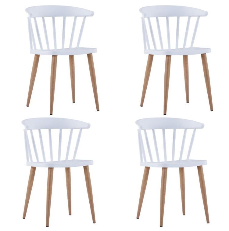 Chaise polypropylène blanc et pieds bois clair Noza - Lot de 4 - Photo n°1