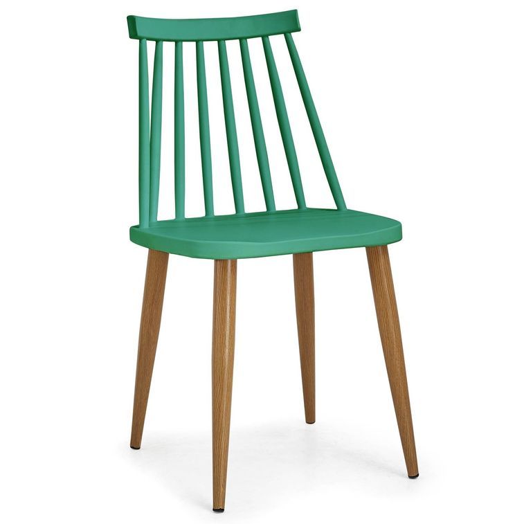 Chaise polypropylène vert pieds imitation bois Nordi - Lot de 4 - Photo n°1