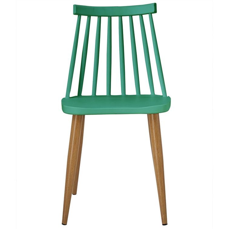 Chaise polypropylène vert pieds imitation bois Nordi - Lot de 4 - Photo n°3