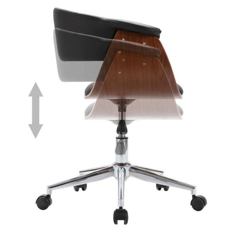 Chaise réglable simili cuir noir et bois foncé Tessa - Lot de 4 - Photo n°4