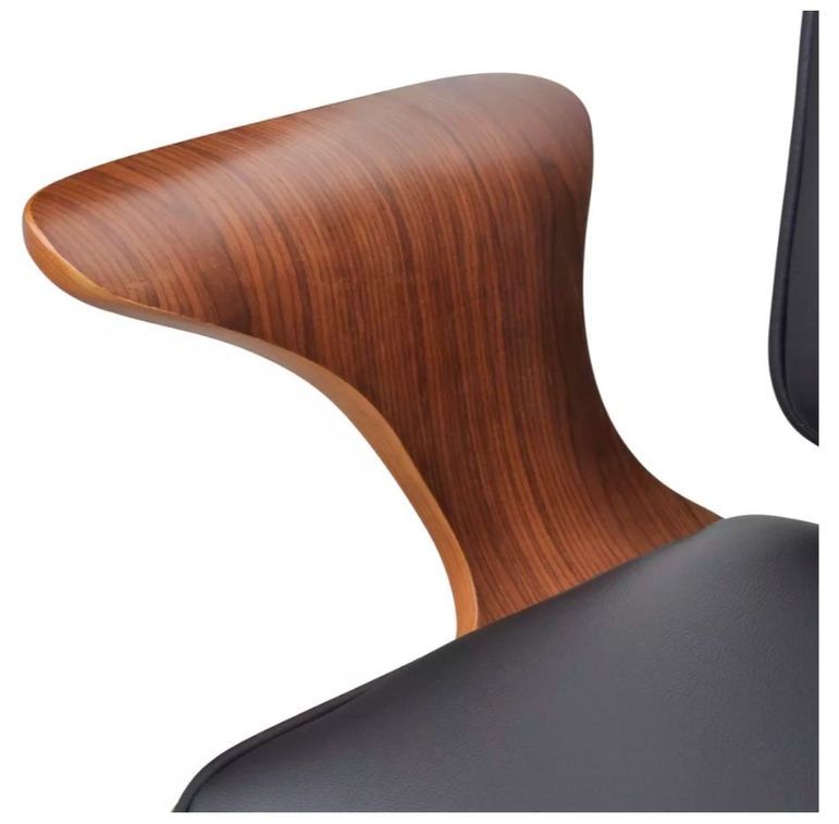 Chaise rotative avec accoudoirs similicuir bois et métal chromé noir Mikonel - Photo n°4