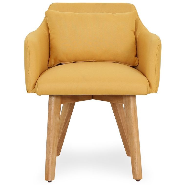 Chaise scandinave avec accoudoir tissu jaune Kendi - Photo n°1