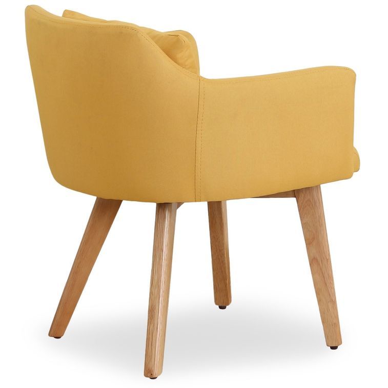 Chaise scandinave avec accoudoir tissu jaune Kendi - Photo n°4