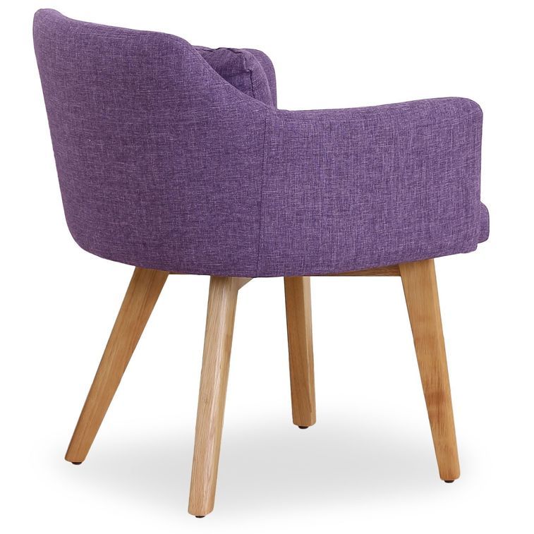 Chaise scandinave avec accoudoir tissu violet Kendi - Photo n°3