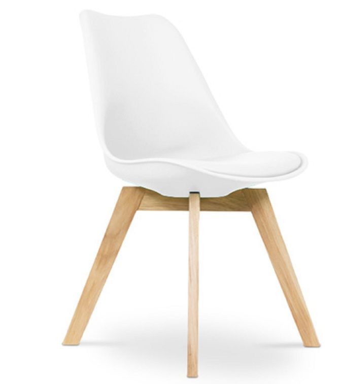 Chaise scandinave avec coussin simili blanc Genève - Lot de 2 - Photo n°1