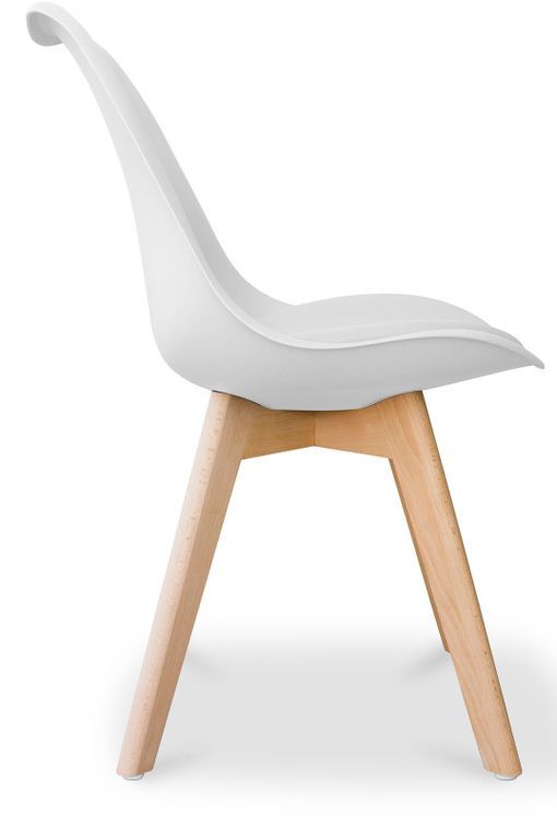 Chaise scandinave avec coussin simili blanc Genève - Lot de 2 - Photo n°3