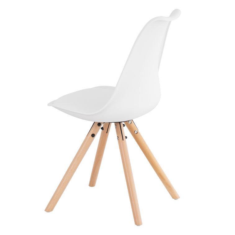 Chaise scandinave blanche assise coussin simili cuir Norda - Photo n°3