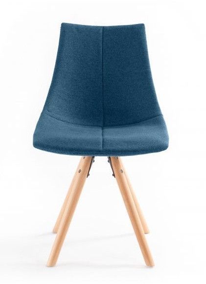 Chaise scandinave bleue en tissu avec pieds en hêtre naturel Laura- Lot de 2 - Photo n°2
