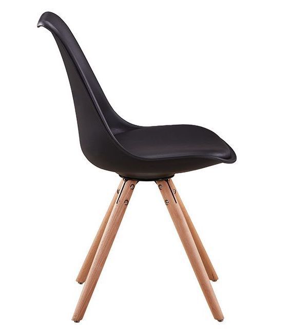 Chaise scandinave noire assise coussin simili cuir Norda - Lot de 2 - Photo n°4