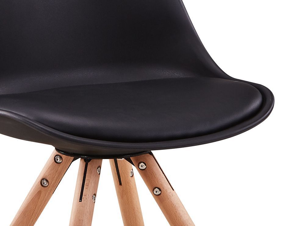 Chaise scandinave noire assise coussin simili cuir Norda - Lot de 2 - Photo n°6