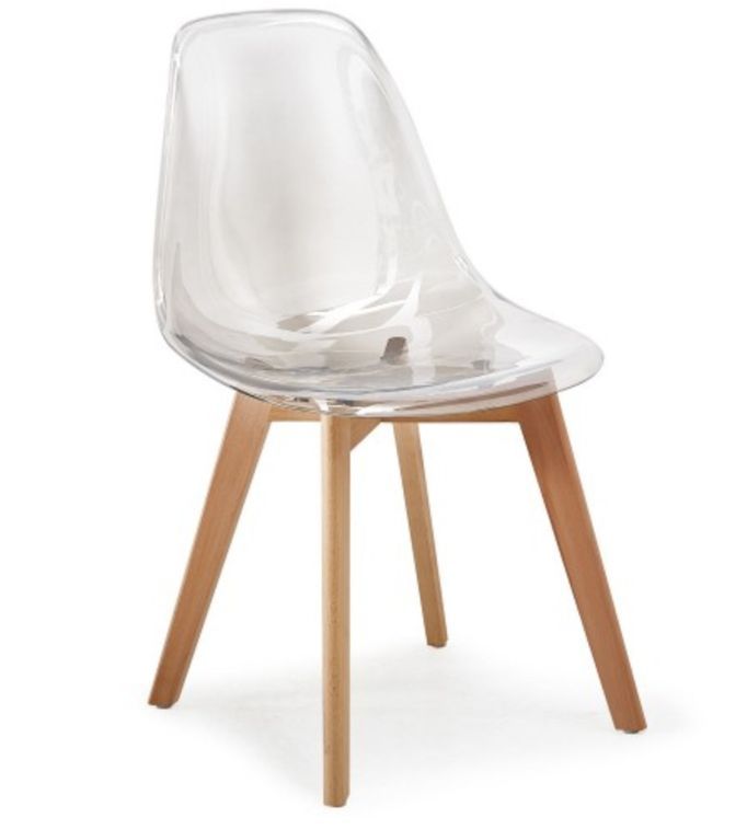 Chaise scandinave plexiglass transparent et naturel Oxy - Lot de 4 - Photo n°2