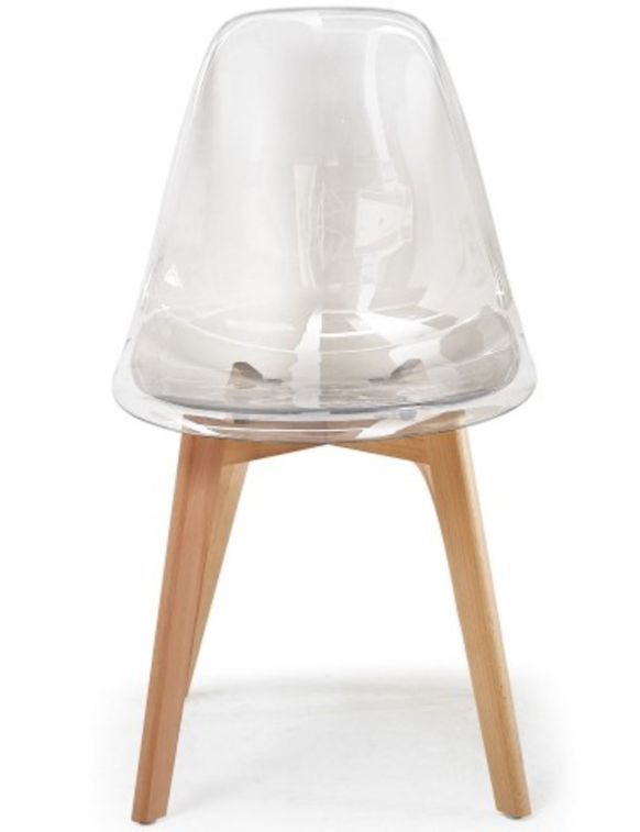 Chaise scandinave plexiglass transparent et naturel Oxy - Lot de 4 - Photo n°3