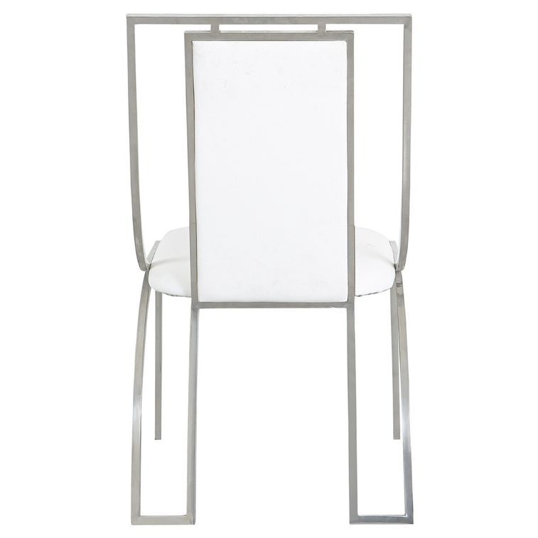 Chaise simili blanc et pieds métal argenté Carita - Lot de 2 - Photo n°4