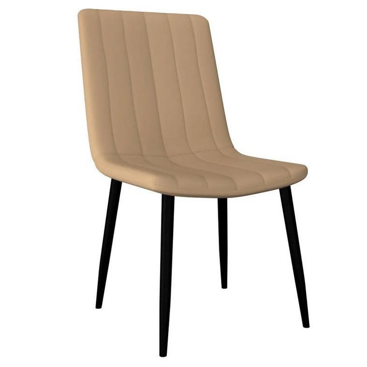 Chaise simili cuir beige et pieds métal noir Tojo - Lot de 2 - Photo n°1