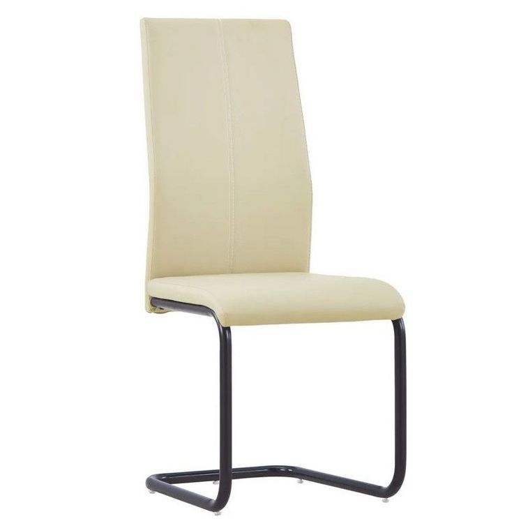 Chaise simili cuir beige et pieds métal noir Adma - Lot de 4 - Photo n°1